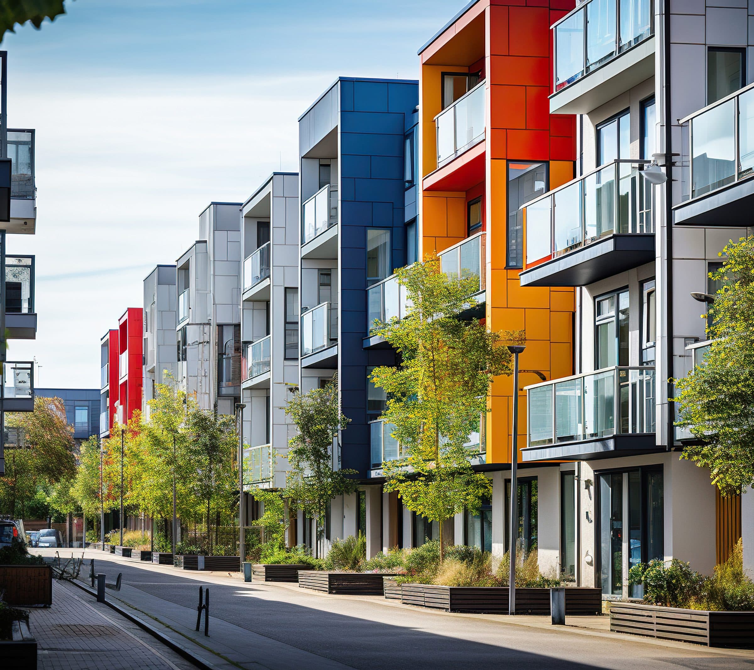 Modern affordable housing apartment buildings